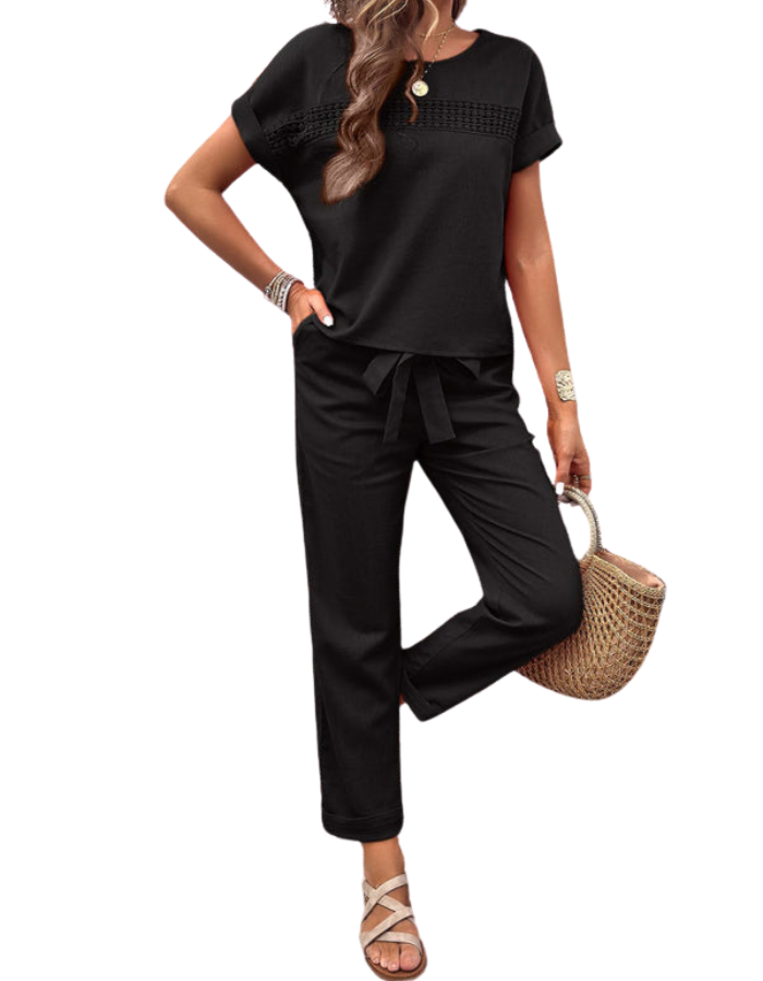 SHOPIQAT Women's Casual Short-Sleeved Top and Trousers Suit - Premium from shopiqat - Just $13.200! Shop now at shopiqat